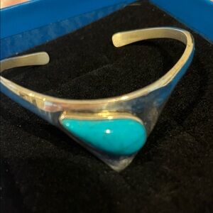 Jay King Silver Cuff Bracelet with Turquoise Teardrop Stone